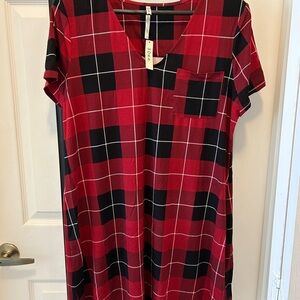 Soma Cool Nights Red Plaid Sleepwear nightgown great gift!